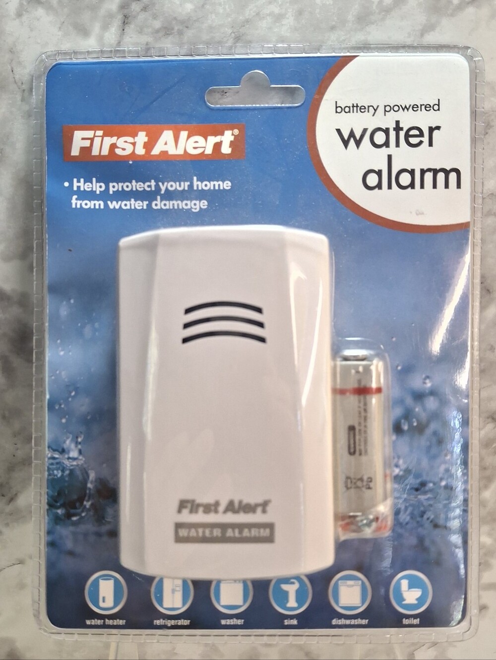 BRAND NEW! First Alert Water Alarm. Battery Powered SEALED WA100